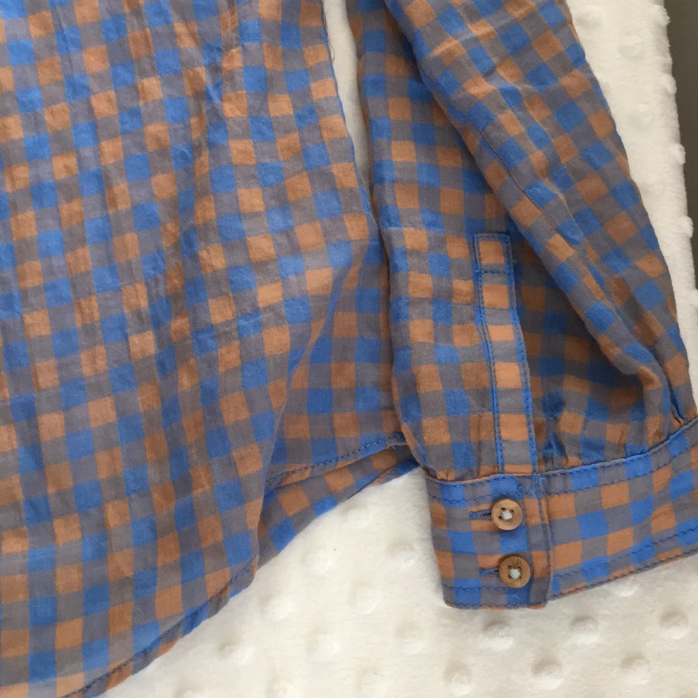 Holding Horses Gingham Blouse Sz 4 blue brown - Picture 6 of 7